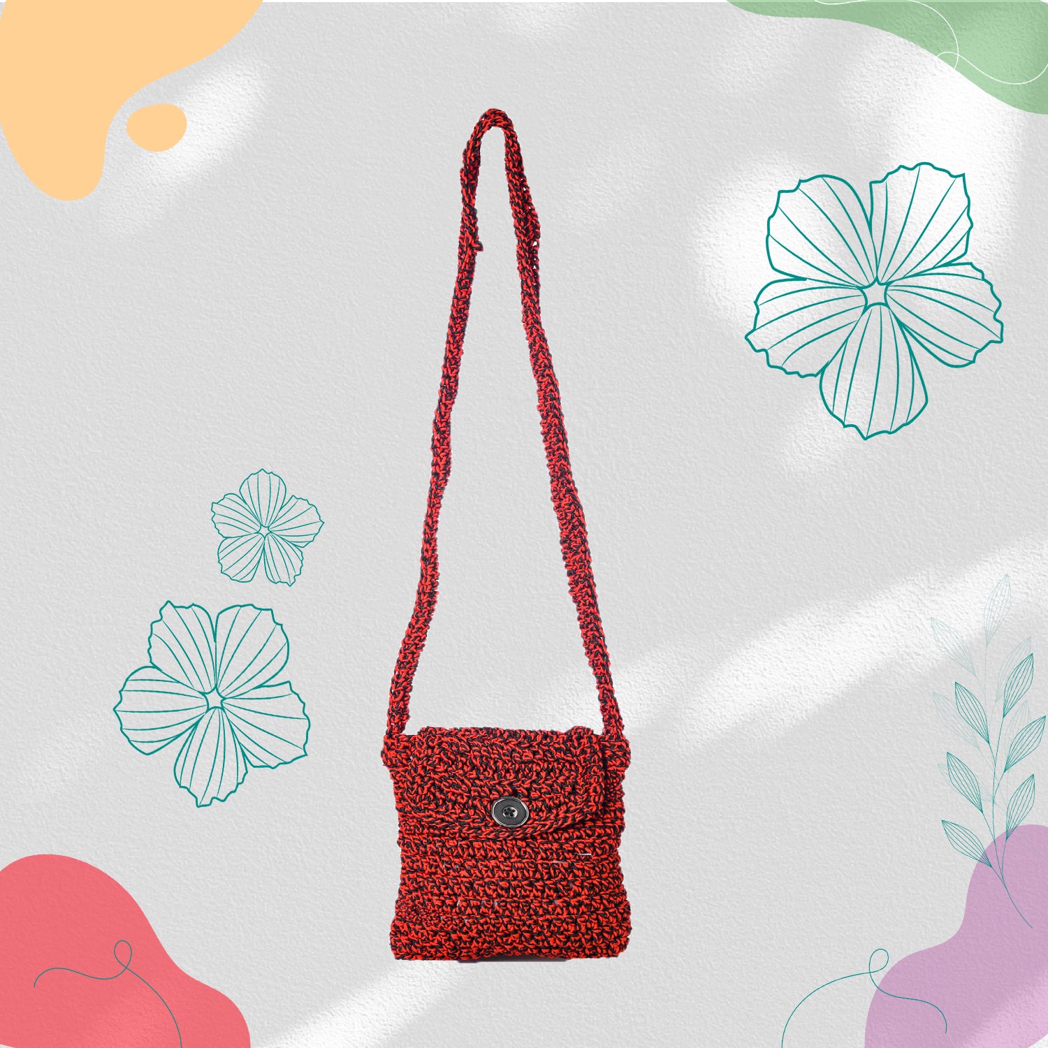Happy Cultures Ruby Black Crocheted Sling Bag