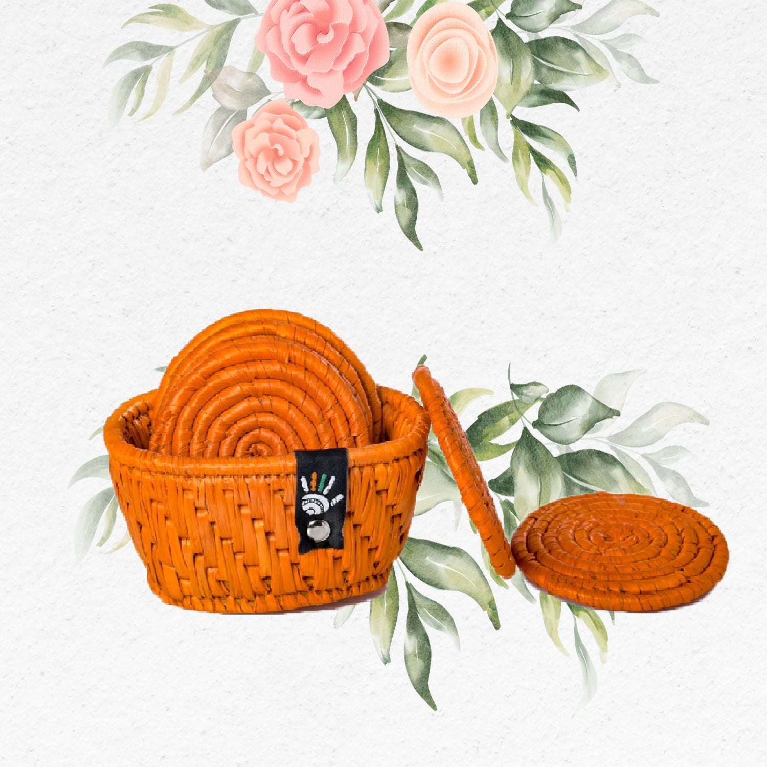Tangerine Grass Fiber Coaster - Happy Cultures